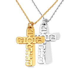 Collana doppia croce "E gioia sia!"