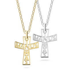 Pendente Croce "In manus tuas" - Fondo traforato
